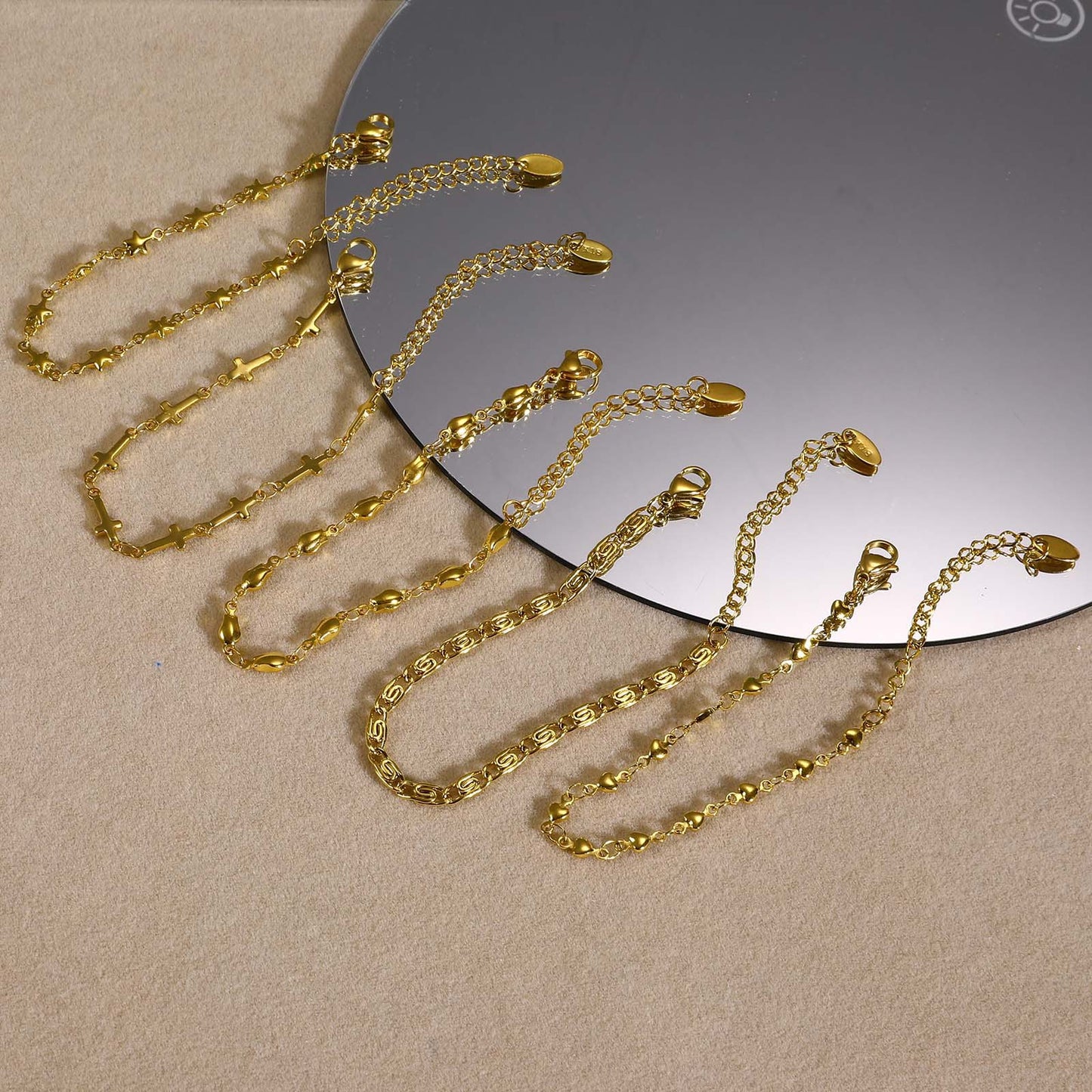 Steel Gold Five-pointed Star Blue Enjoyment Bracelets