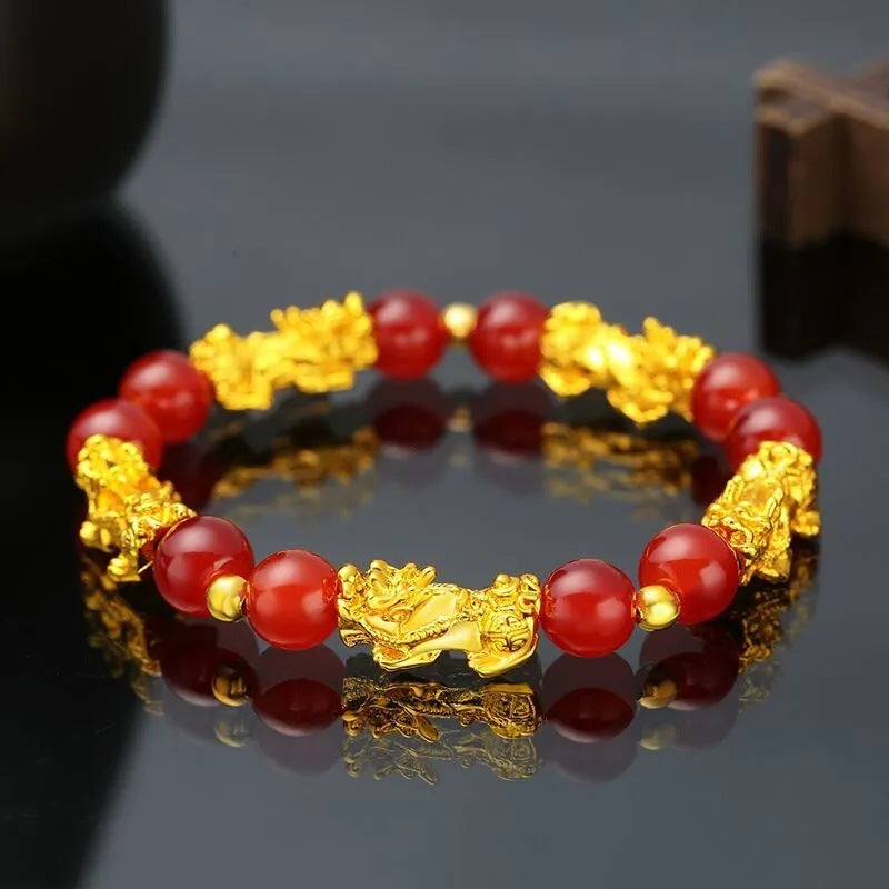 Gold Pi Imitation Obsidian Six Words Bracelets