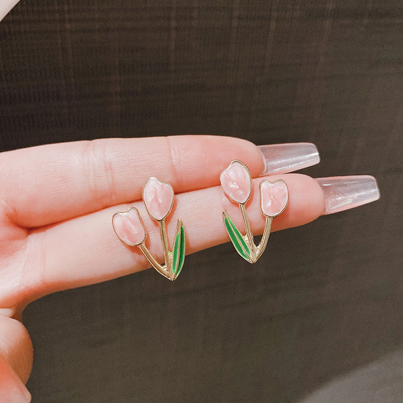 Needle Korean Sweet Tulip Simple Cute Flower Female Earrings