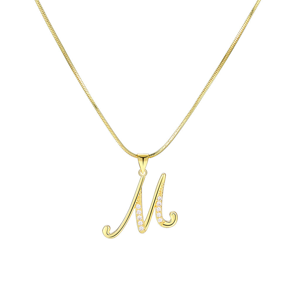 Simple Copper Inlaid Zircon Snake Chain Necklaces