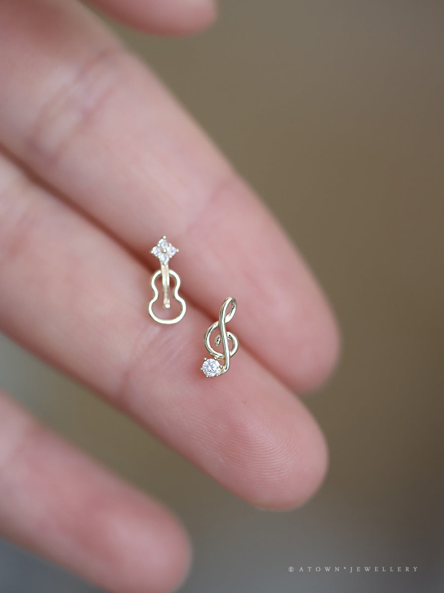 Sier Gold-plated Female Musical Note Violin Rings