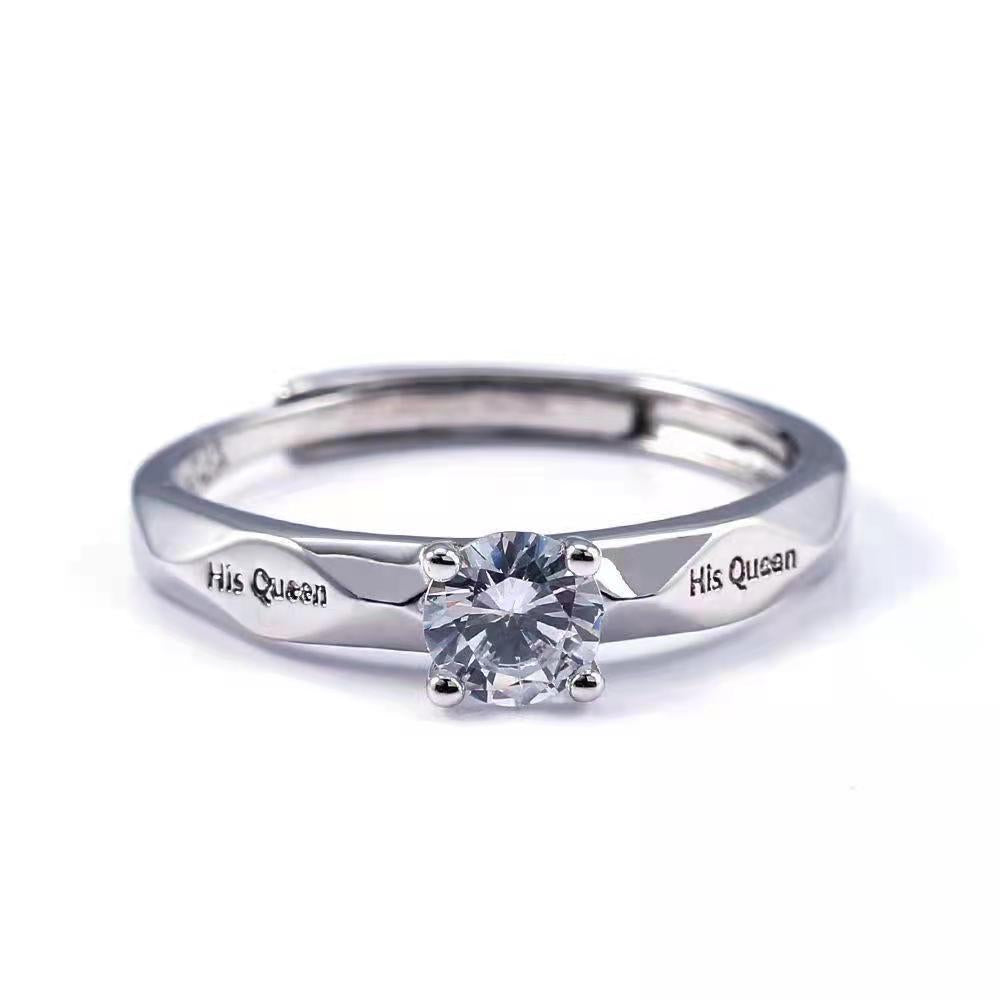 Women's & Men's Couple Open Mouth White Gold Plated Rings