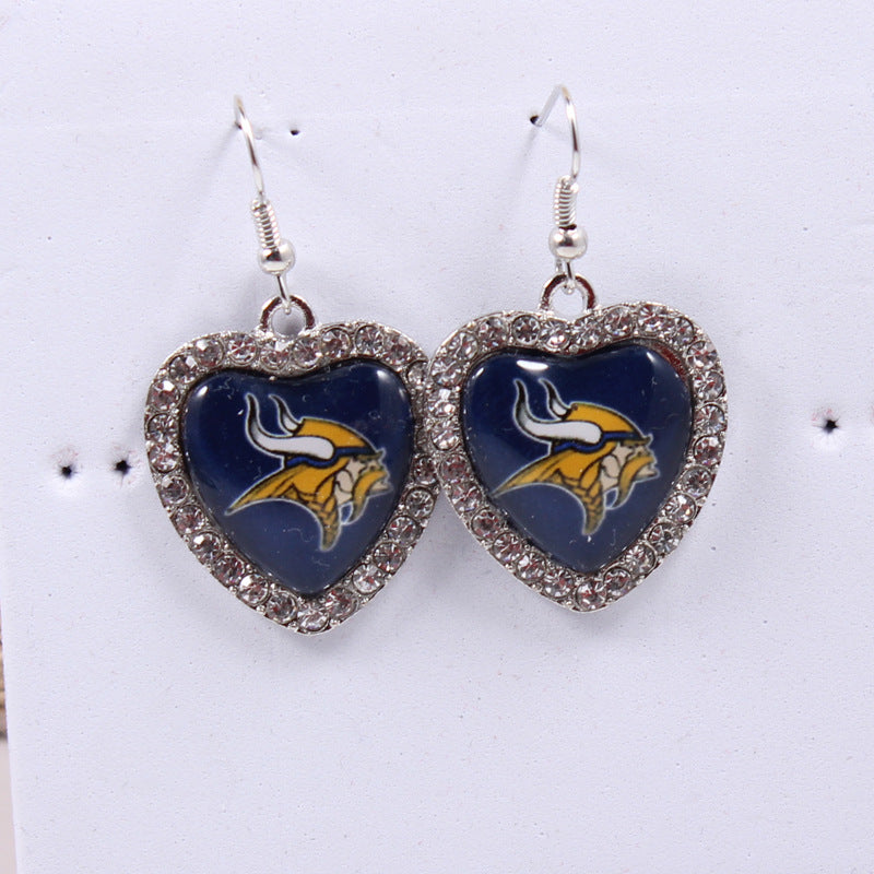 Peach Heart Spot Drill Sports Team Series Earrings