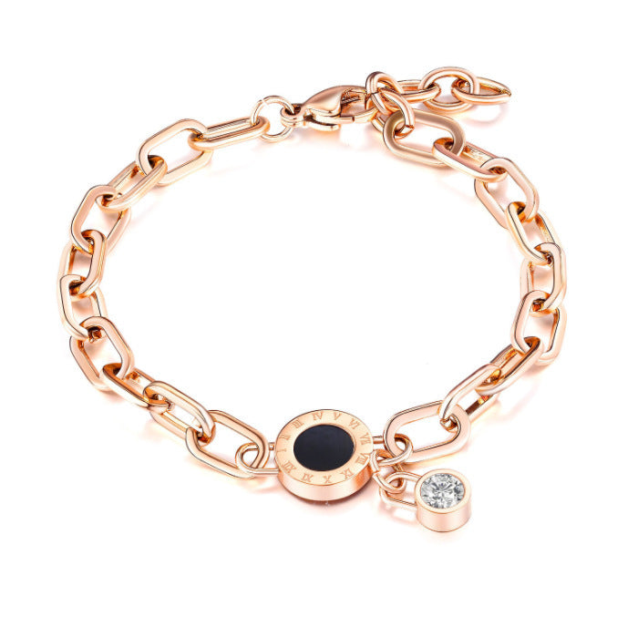 Women's Fashion Simple Version Titanium Steel Diamond Bracelets