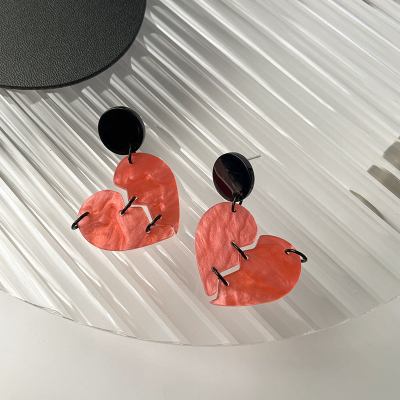 Peach Chess Pull Creative Design Broken Earrings