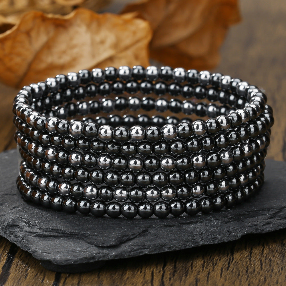 Men's Ornament Haematite Volcanic Rock Wooden Bead Bracelets