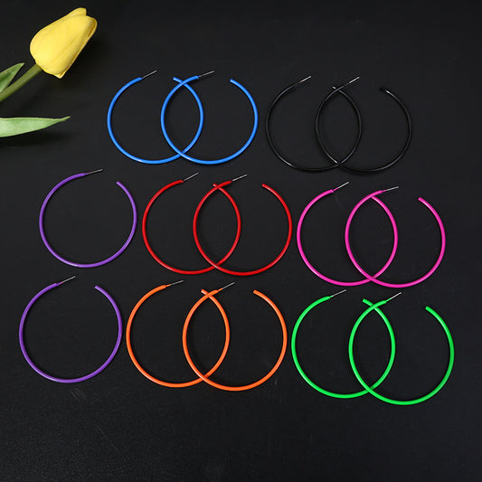 Exaggerated Metal Circle Paint Temperament Candy Earrings