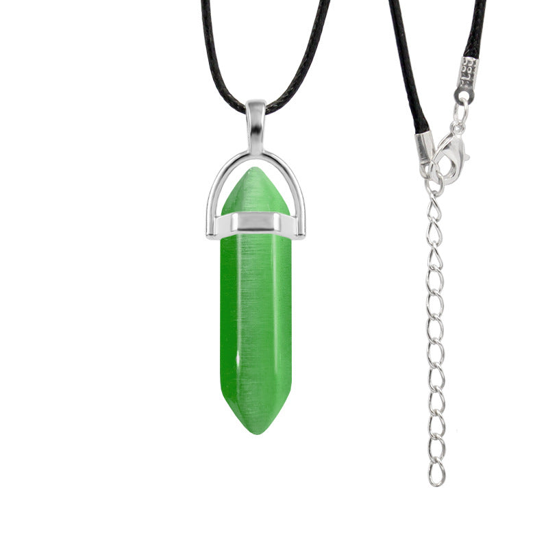 Natural Stone Hexagon Prism Fashion Crystal Necklaces