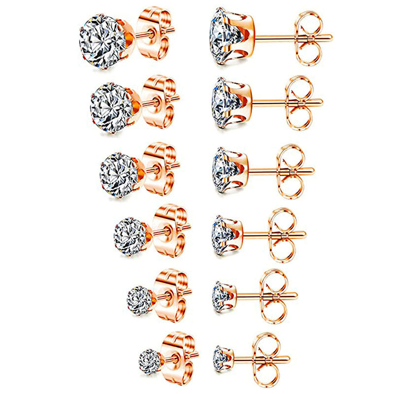 Round Zircon Simple Crown Inlaid Diamond Small Eardrop Frame Rings