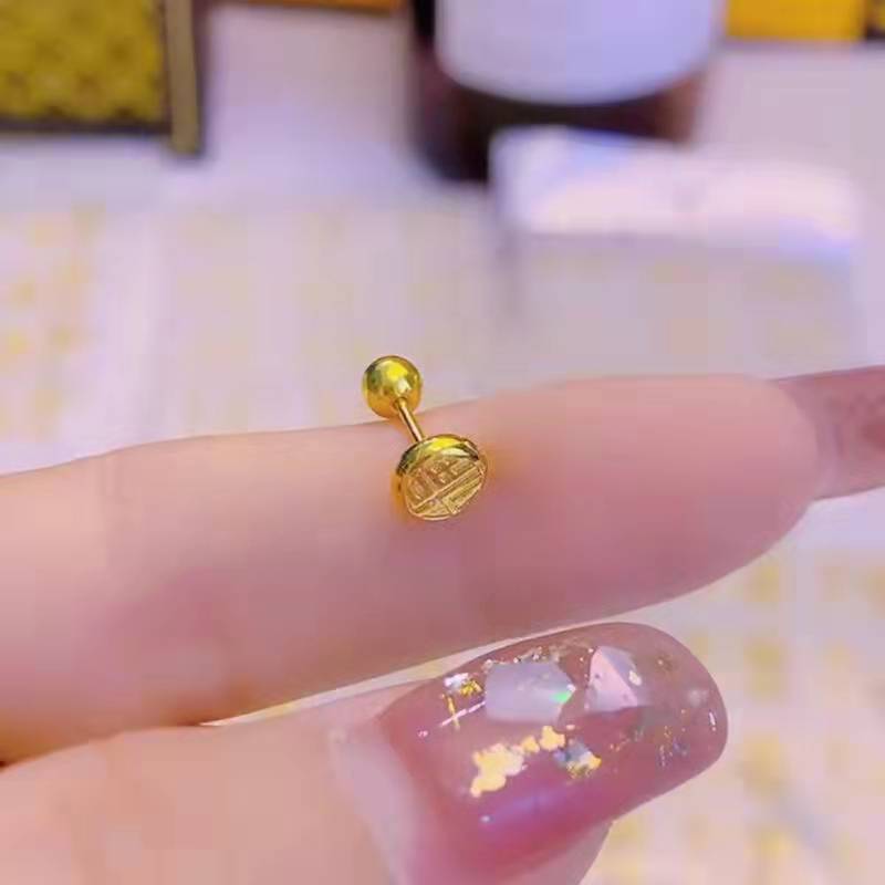 Simple Titanium Steel Fu Exquisite Small Screws Tightening Buckle Earrings
