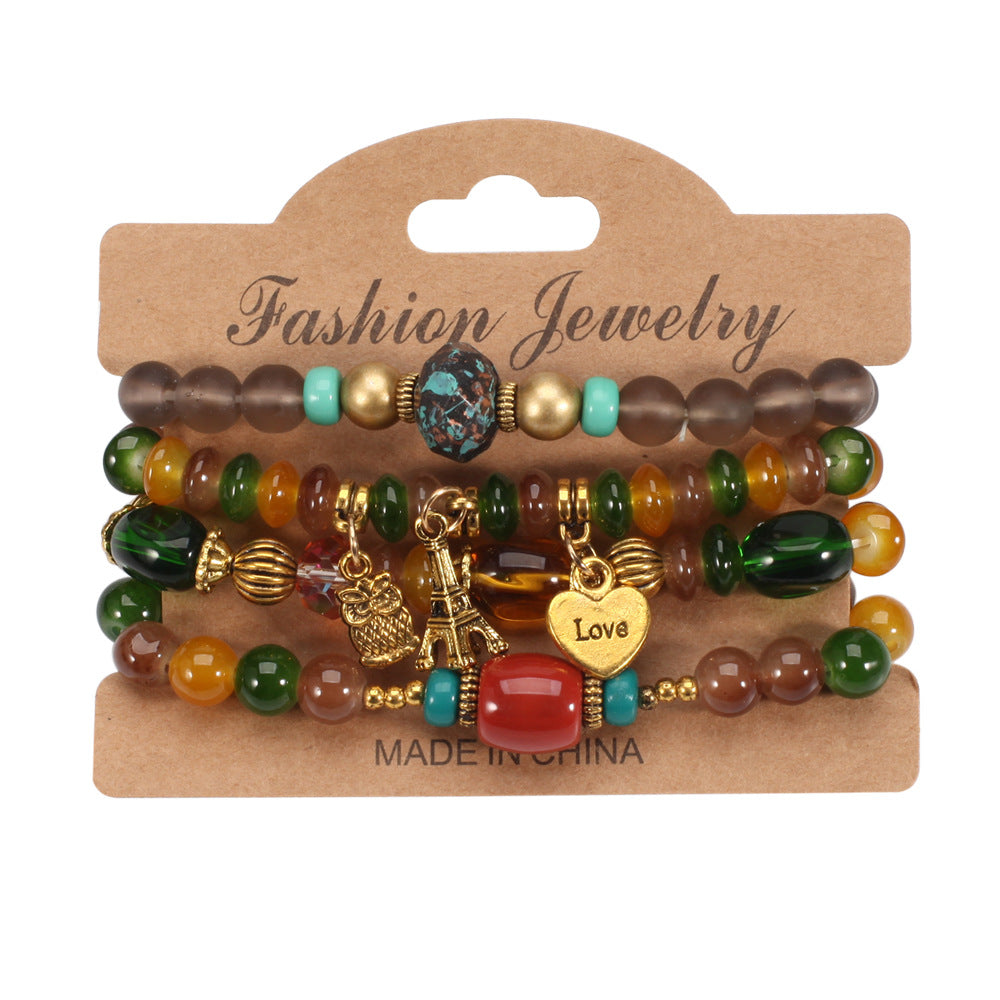 Bead Bohemian Owl Eiffel Tower Peace Bracelets
