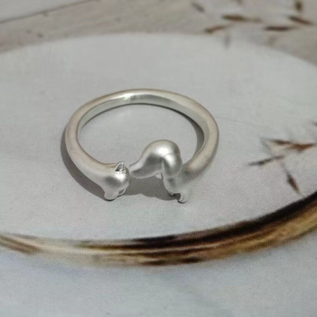 Design Sausage Dog Female Personalized Gift Cute Matte Creative Rings