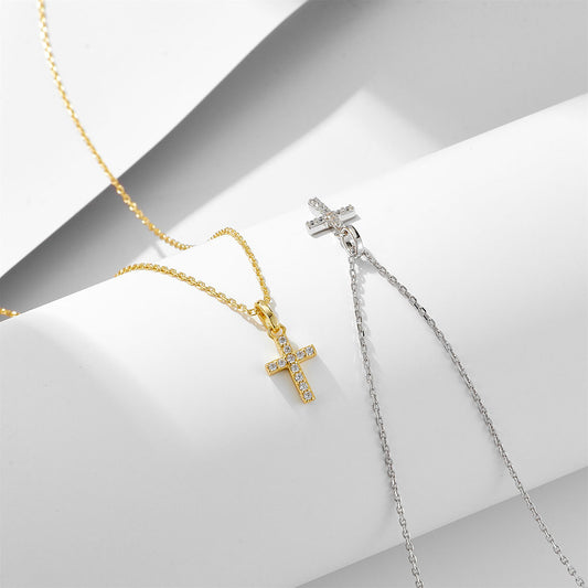Women's Refined Rhinestone Cross Sterling Sier For Design Necklaces