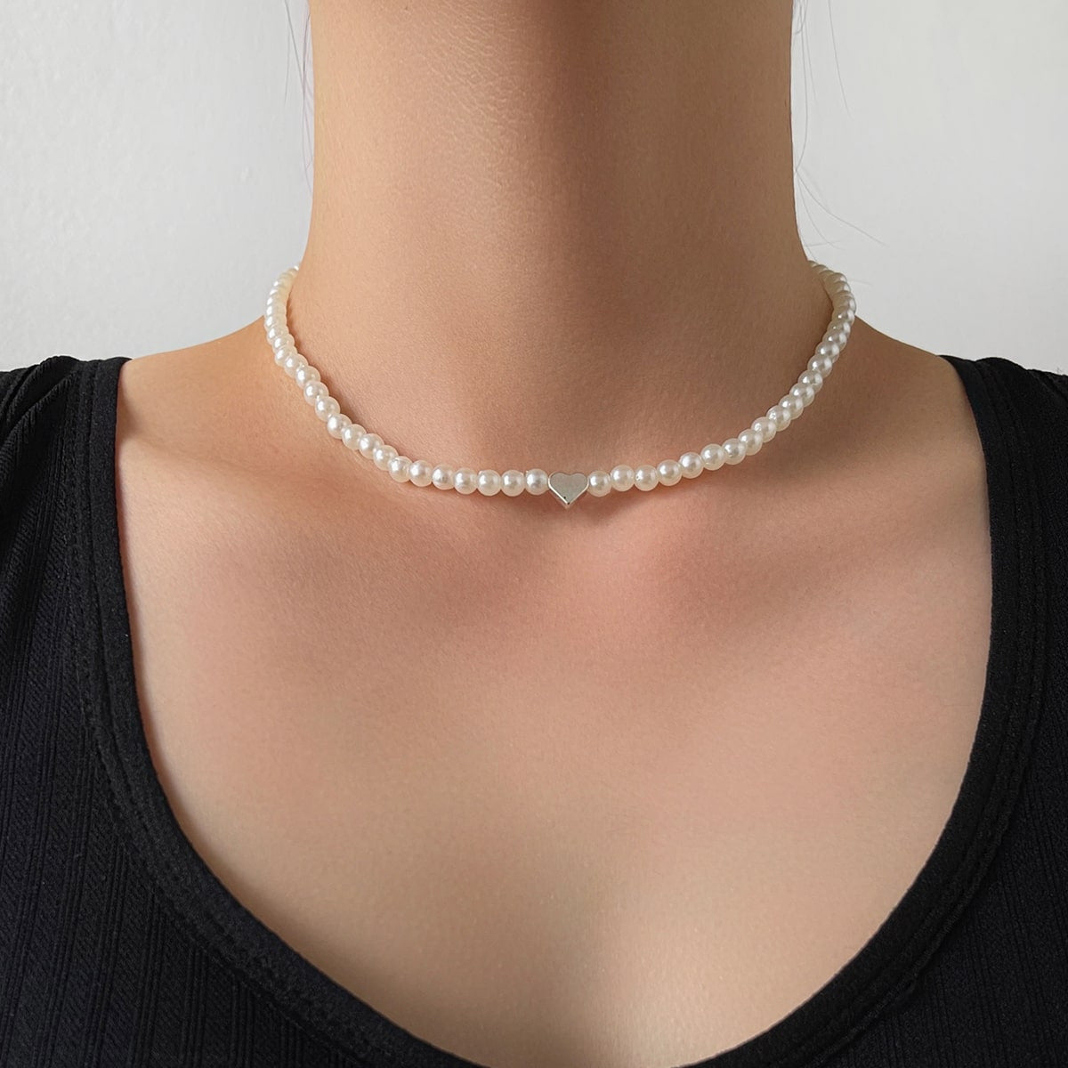 Women's Wind Pearl Heart Stringed Pearls Sweet Cool Cute Necklaces