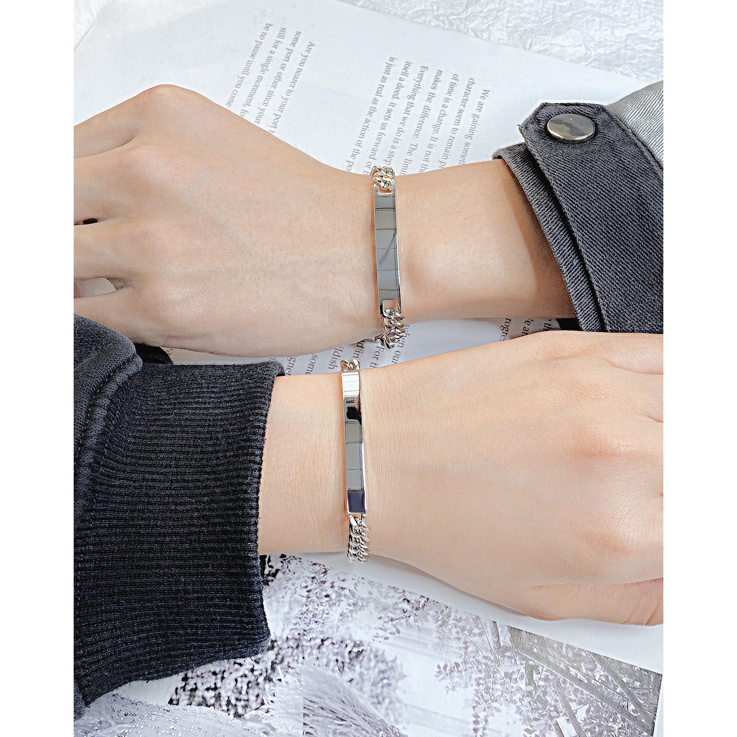 Women's & Men's Style Couple Accessories Stainless Steel Curved Rose Bracelets