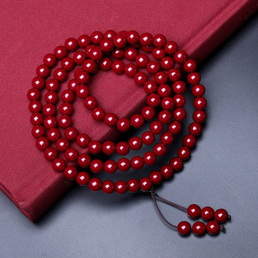 Women's Purple Gold Sand Cinnabar Beaded Single Ethnic Bracelets