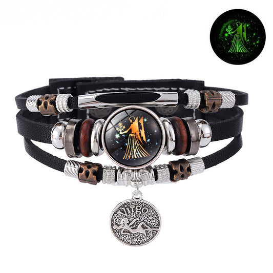 Twee Constellation Luminous Leather Vintage Woven Bracelets