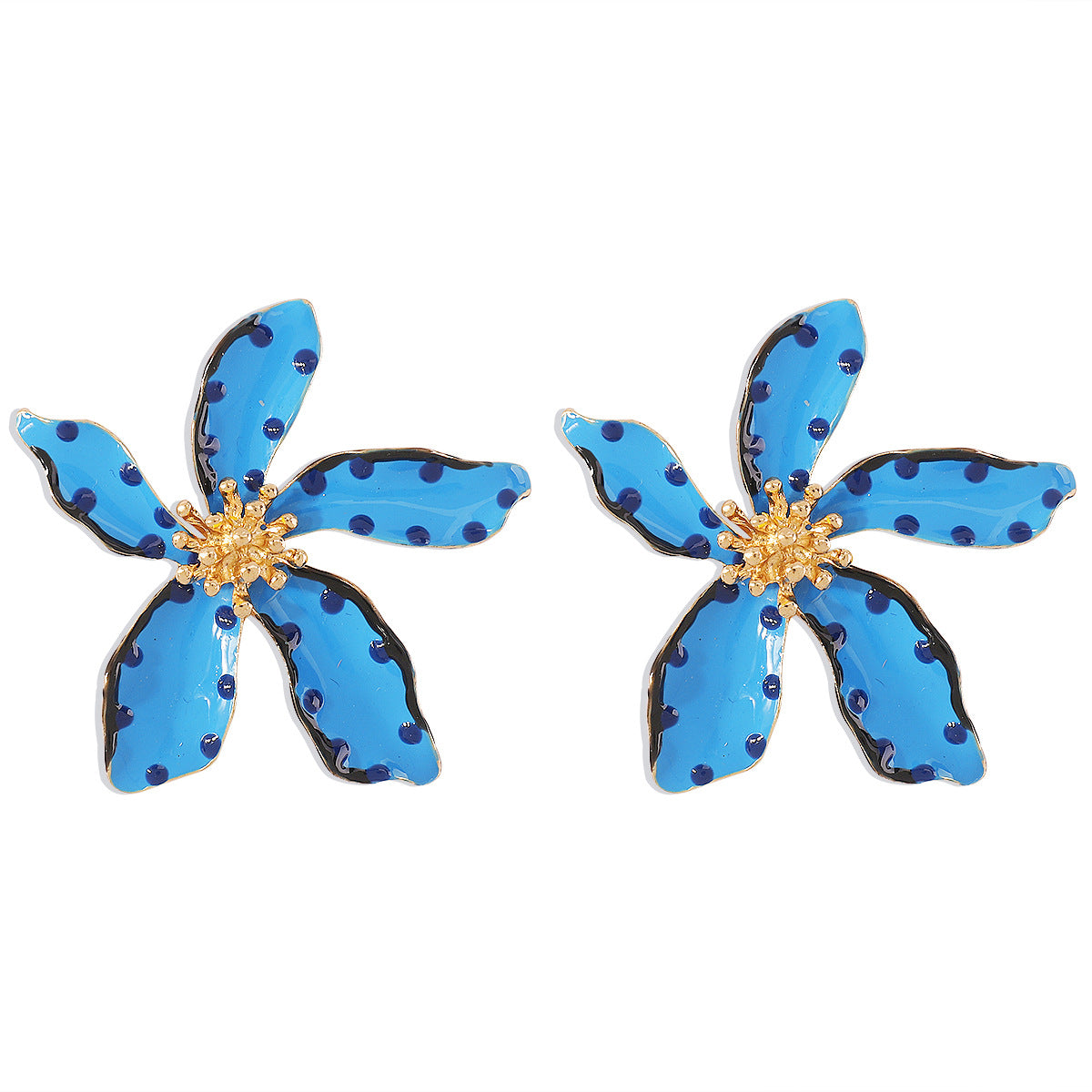 Fashion Unique Exaggerated Personalized Flower Polka Dot High Rings
