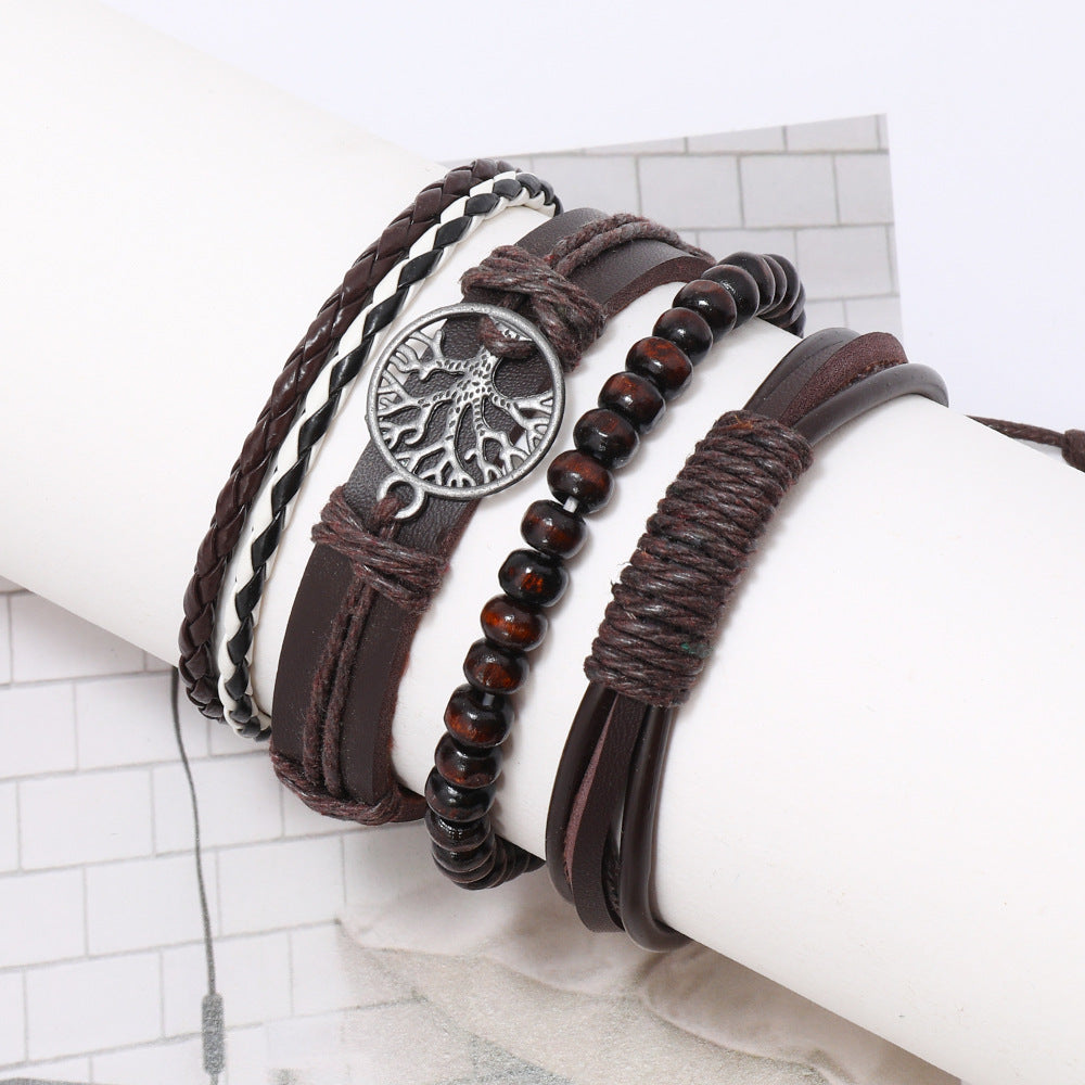 Four Combination Suit Carrying Strap Wooden Bracelets