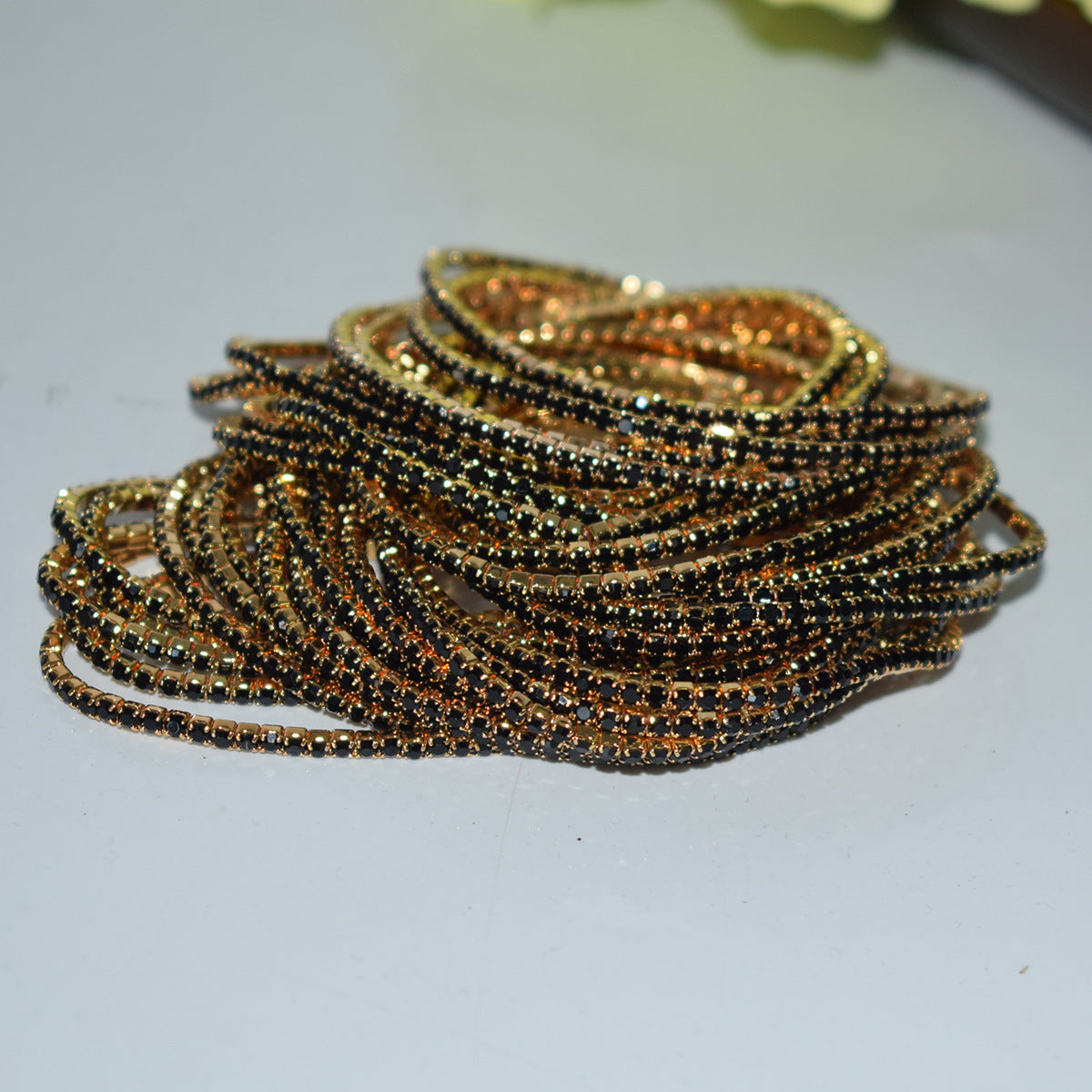 Row Colorful Rhinestone Female Live Grab Chain Bracelets
