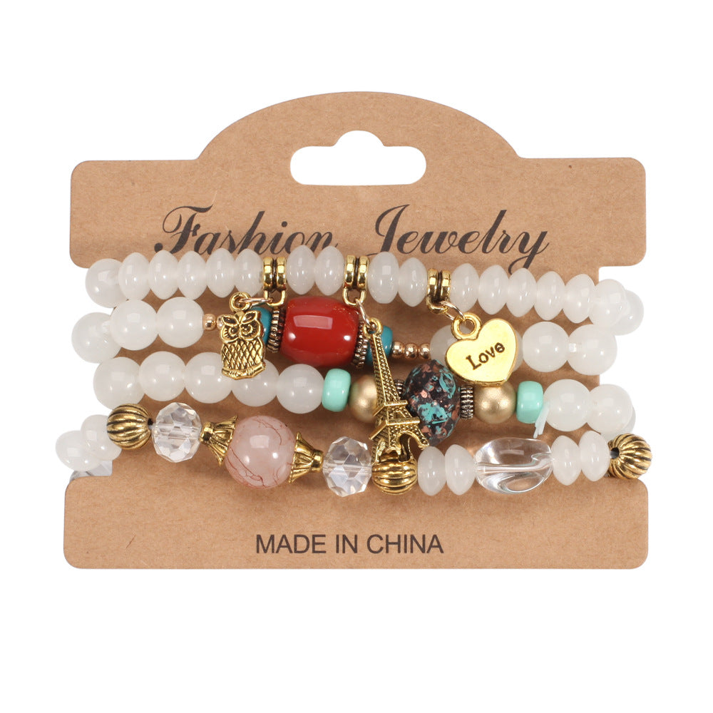 Bead Bohemian Owl Eiffel Tower Peace Bracelets