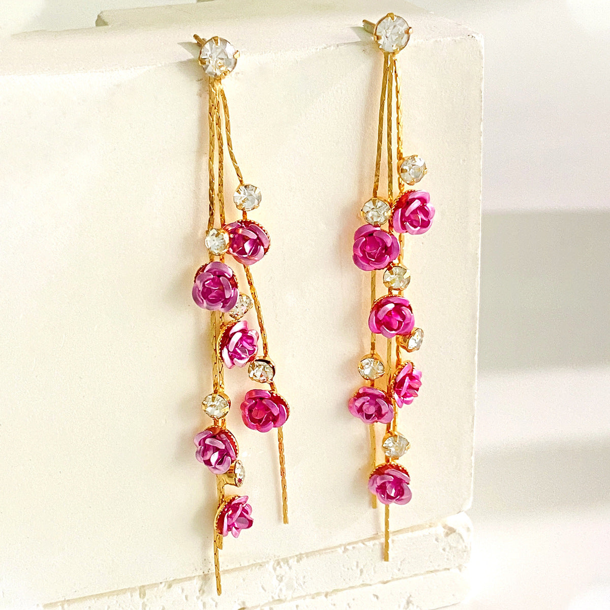 Luxury Flower Tassel Dangle High-grade Alloy Earrings