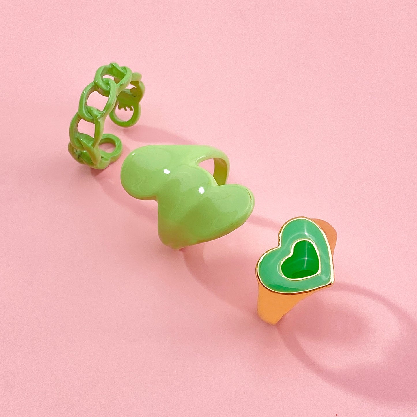 Set Double Layers Loving Heart Gossip Rings