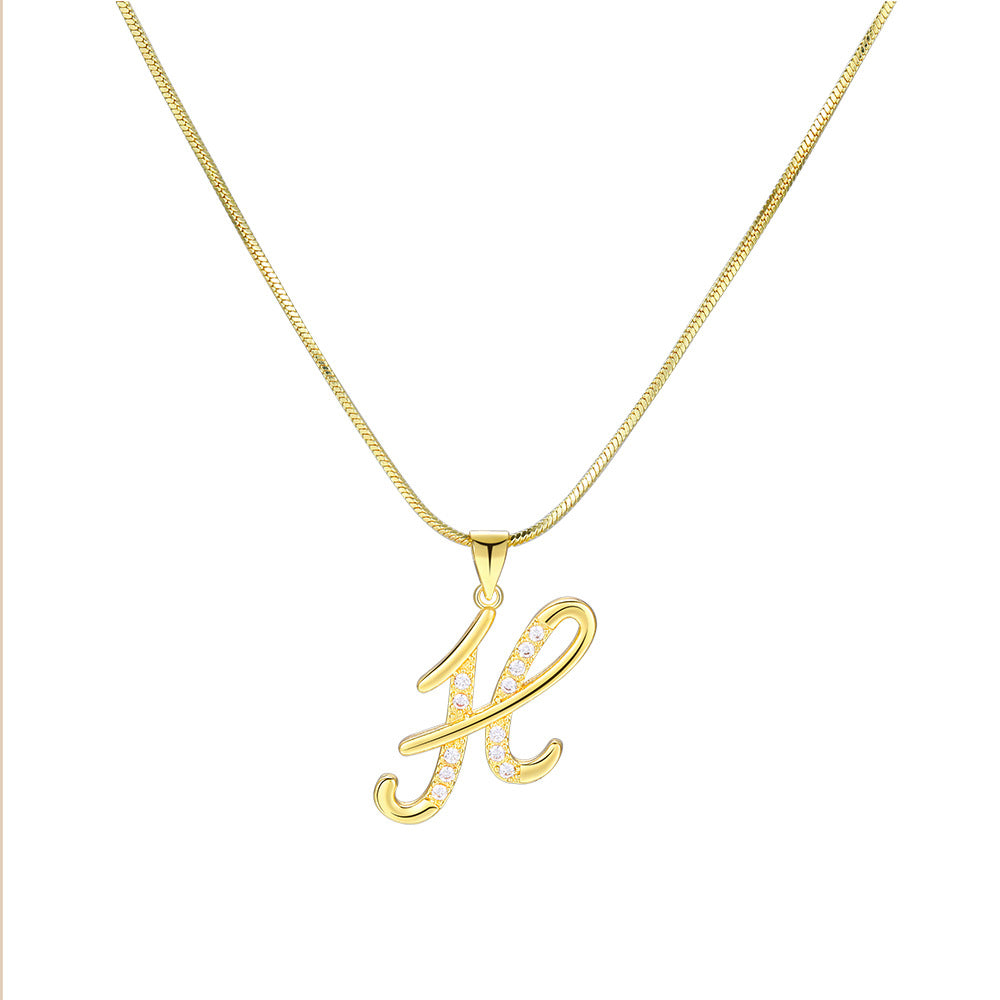 Simple Copper Inlaid Zircon Snake Chain Necklaces