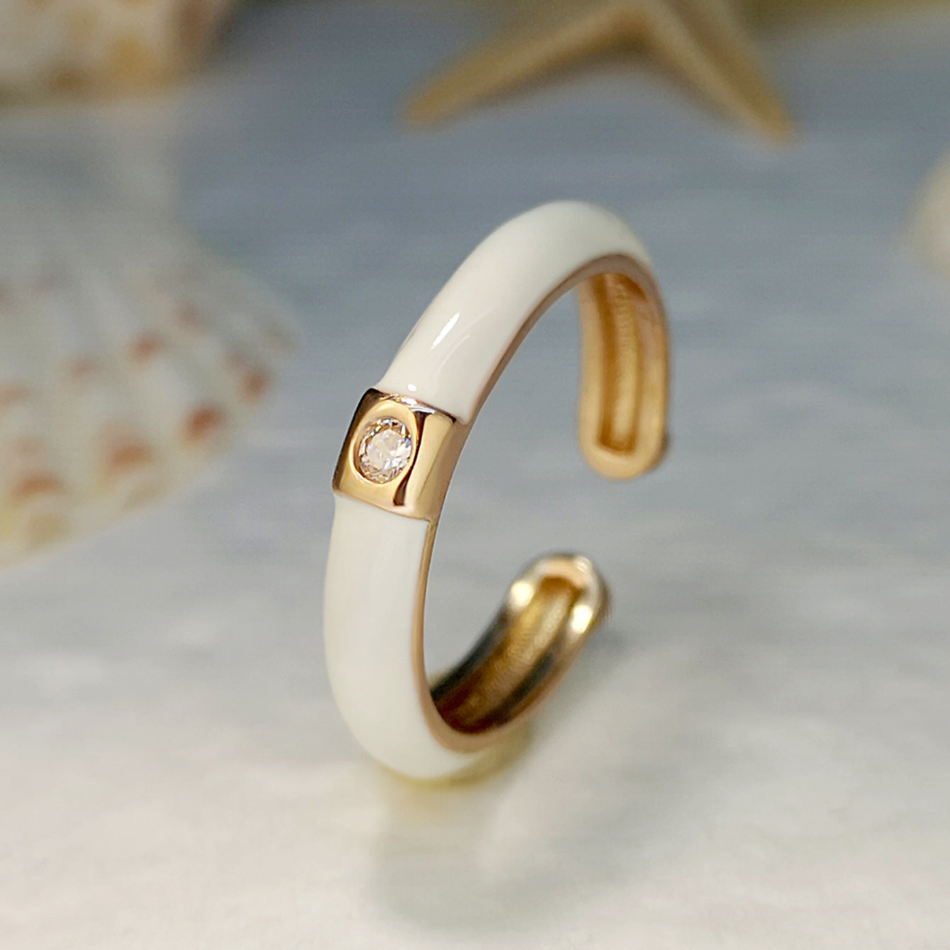 Gold-plated Zircon Simple Design Colorful Oil Rings