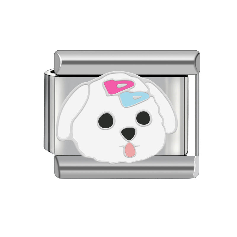 Lovely Pink Italian Charm Module Heart-shaped Detachable Bracelets