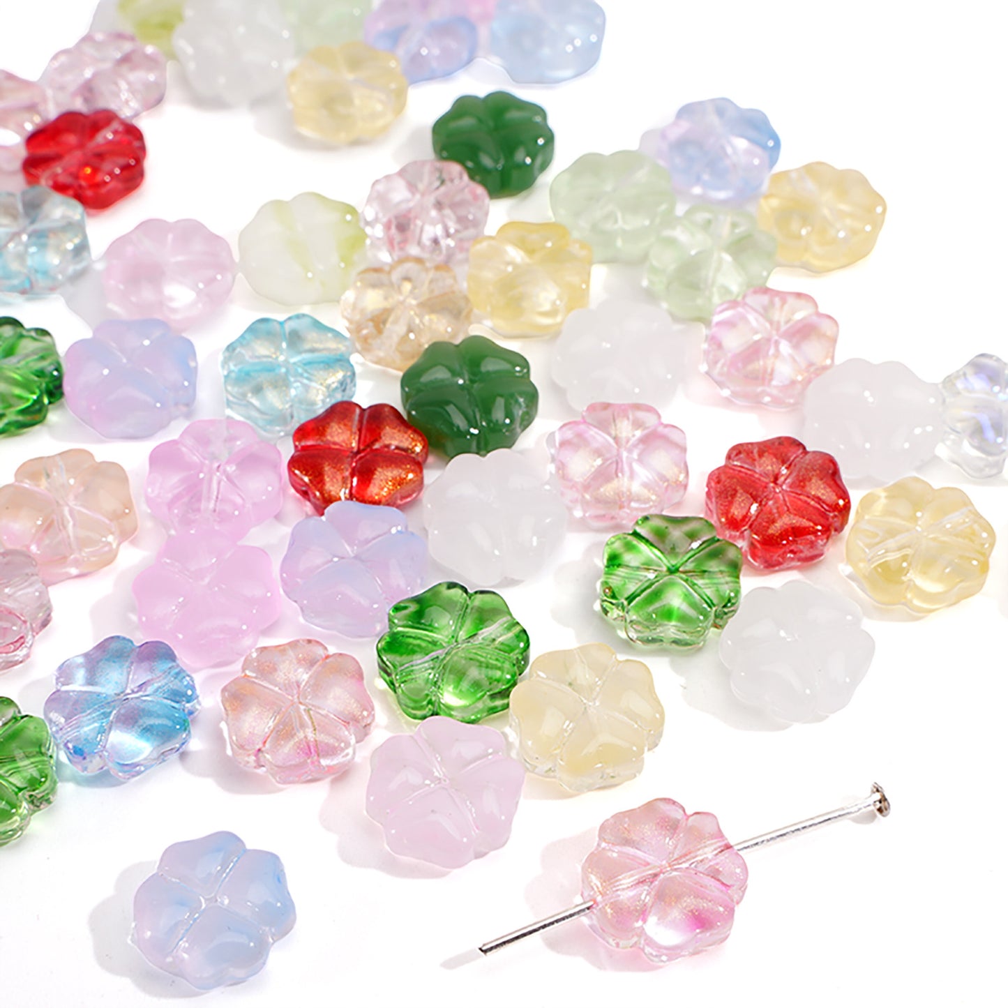 Beautiful Clover Flat Beads Scattered Handmade Jewelry Accessories