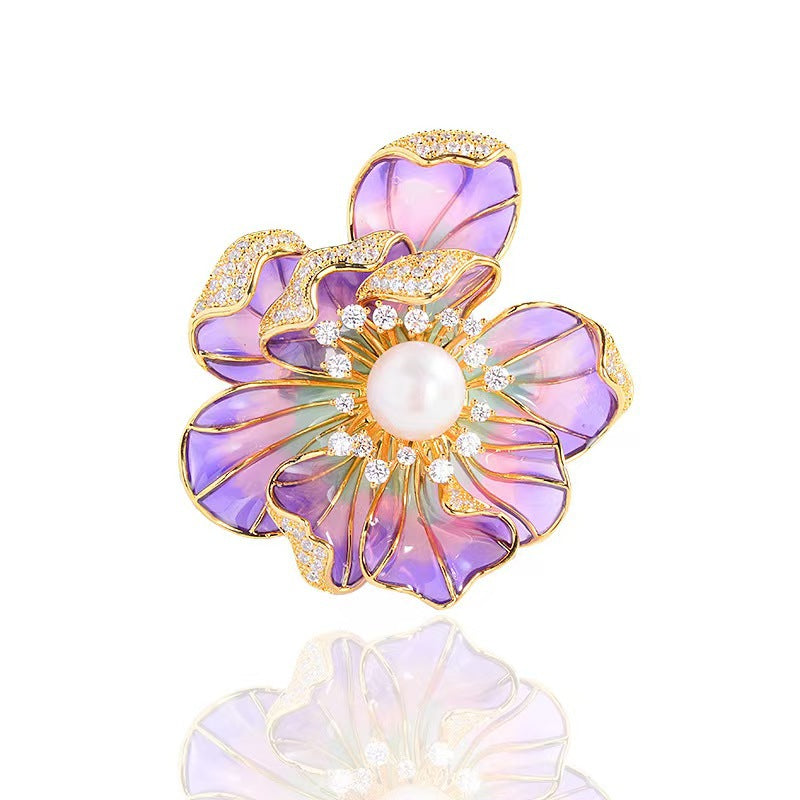 Women's Chinese Style Peony Brooch High-grade Enamel Brooches