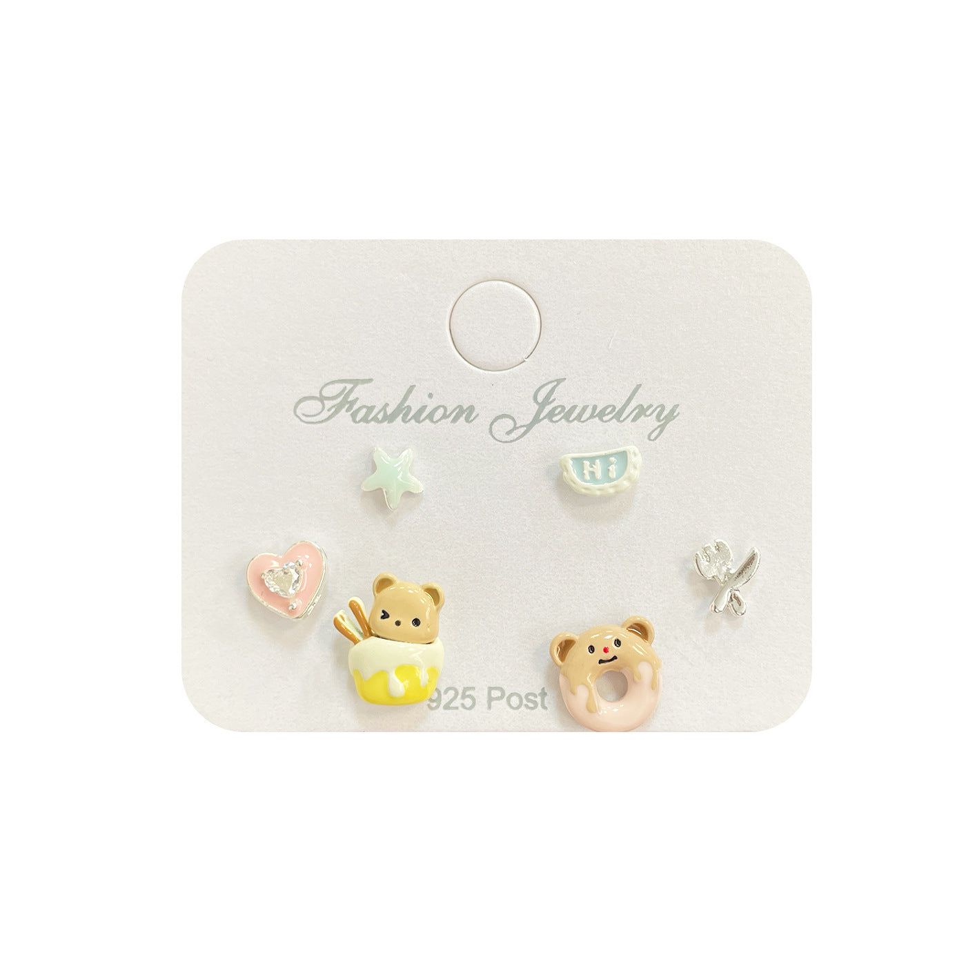 Honey Pot Bear Ear Suit Female Sier Needle Rings