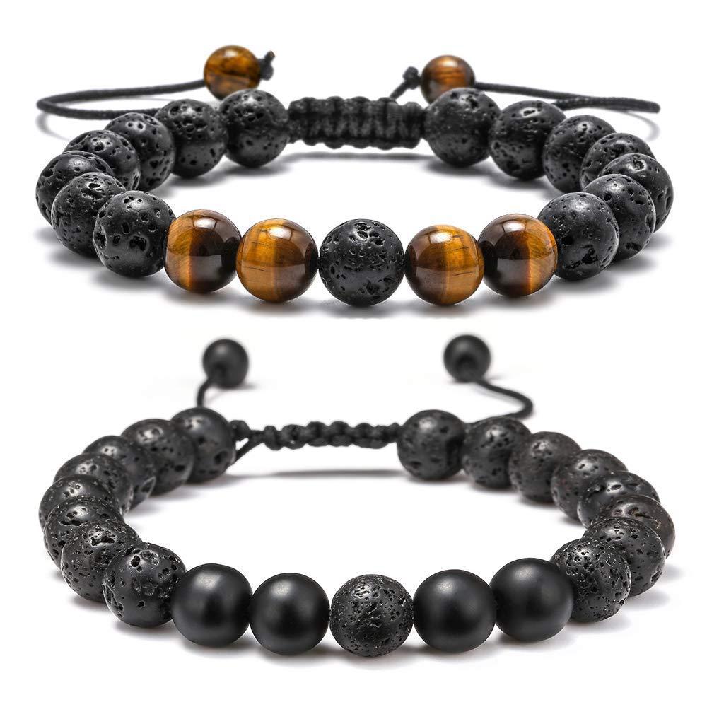 Turquoise Woven Lava Stone Adjustable Volcanic Bracelets