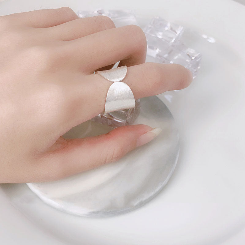 Korean Niche Design Wide Narrow Open Frosted Glossy Rings