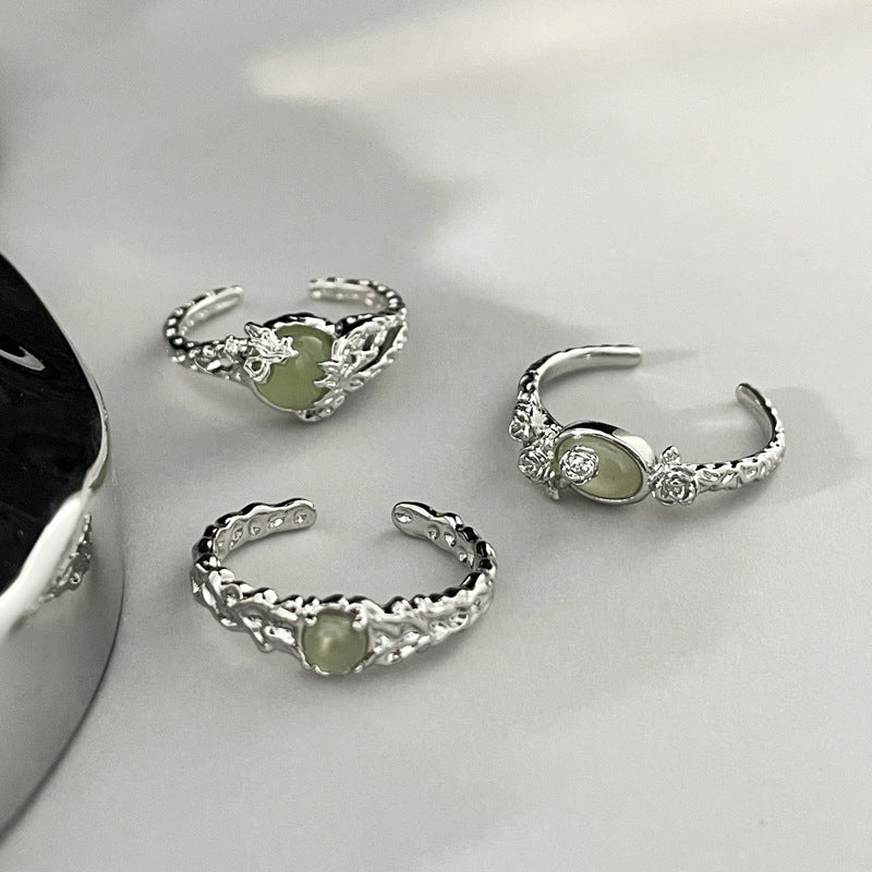 Women's Irregular Texture Rose Open National Fashion Rings