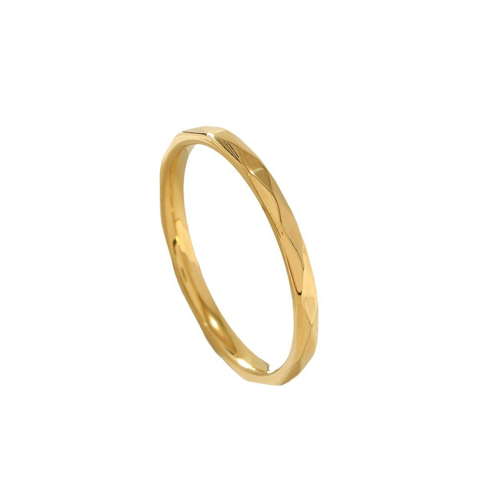 Stainless Steel Fashion Diamond Surface Simple Rings