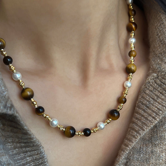 Women's Tigereye Pearl Retro Elegant Fashion Personality Necklaces