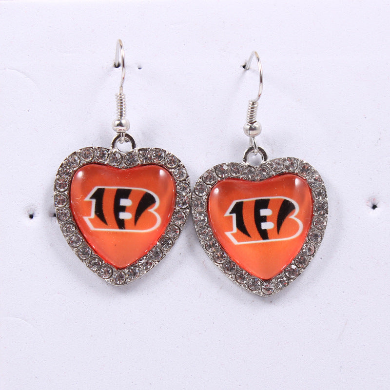 Peach Heart Spot Drill Sports Team Series Earrings