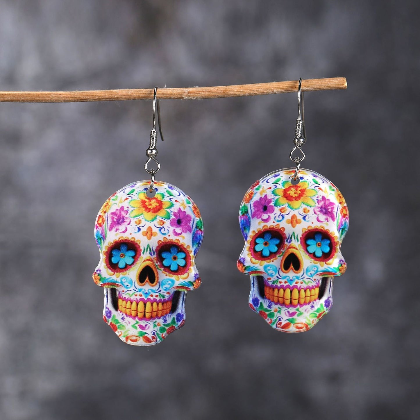 Horror Hip Hop Skull Acrylic Creative Earrings