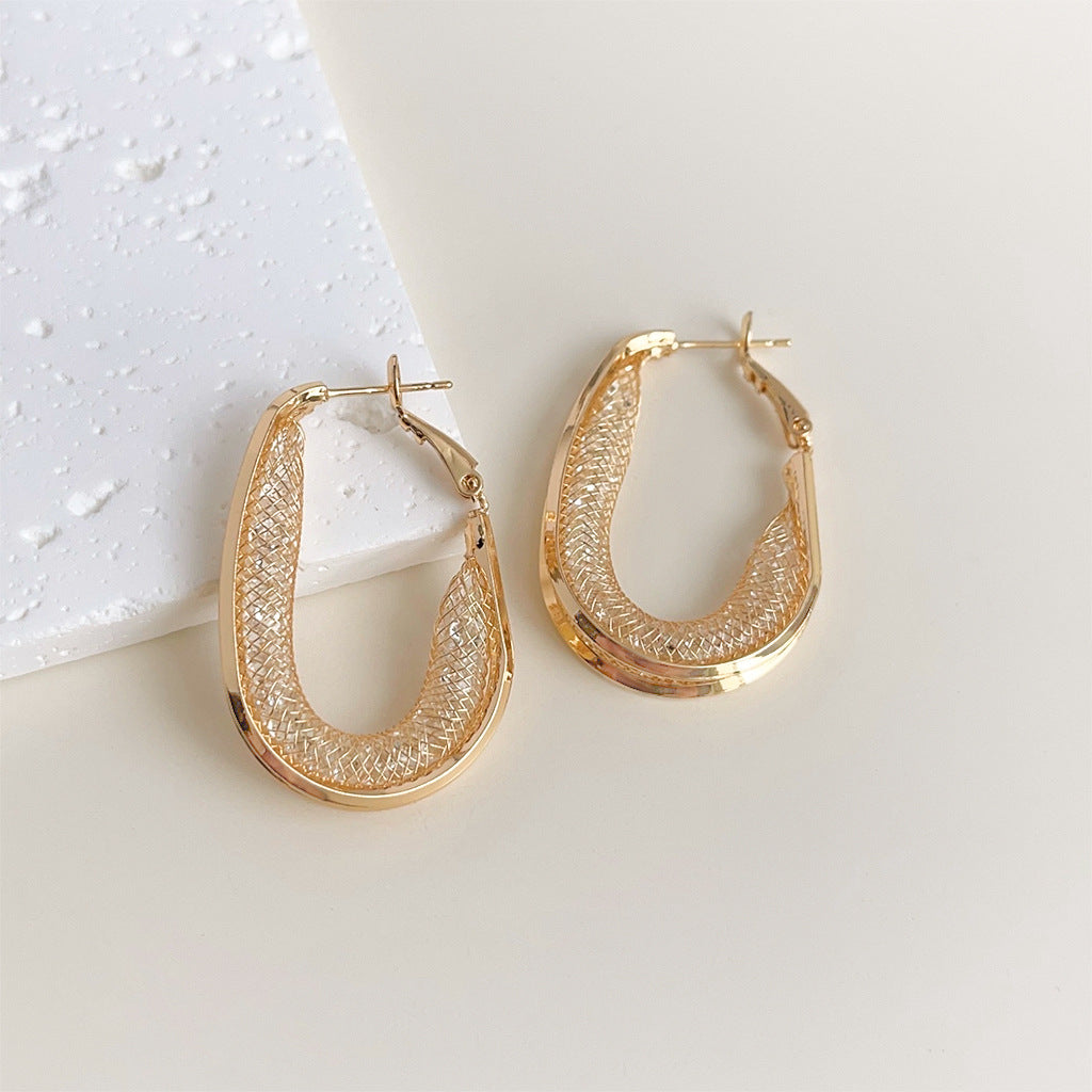 Women's Affordable Luxury Style Zircon Geometric Large Hoop Exaggerated Personalized Earrings