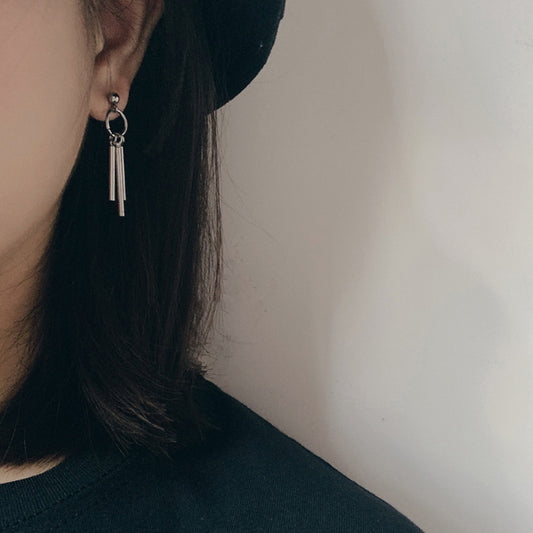 Hip Hop Long Style Simple Street Clip Frosty Earrings