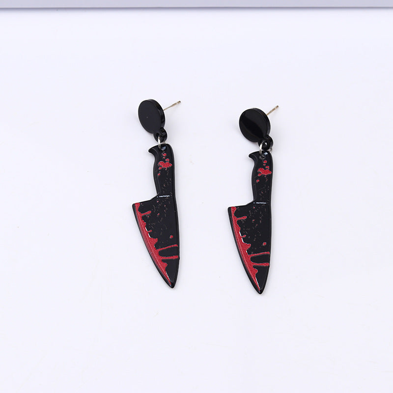 Women's Acrylic Printed Bloody Knife Personalized Fashion Earrings