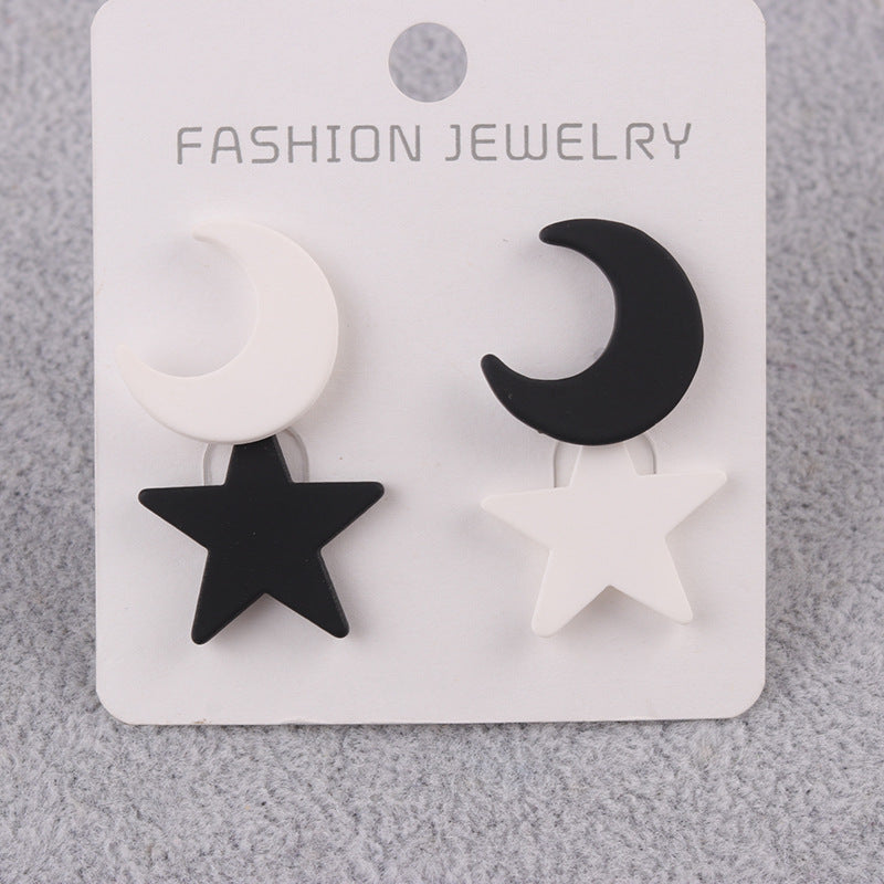 Niche Star Moon Two-piece Set Acrylic Simple Earrings