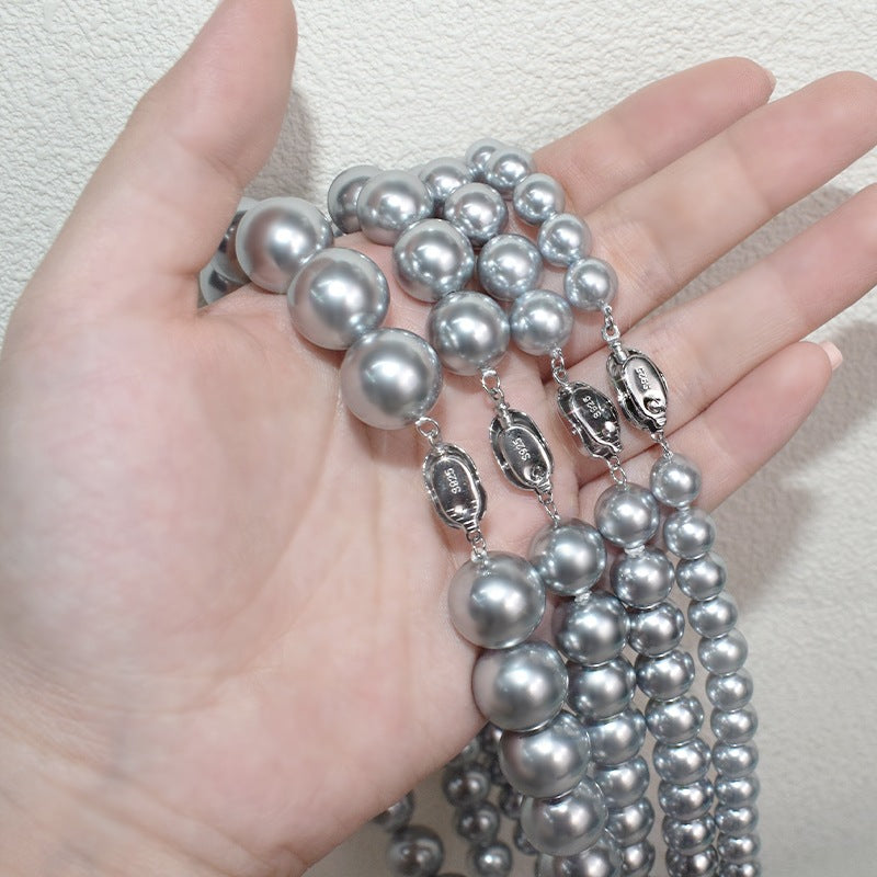 Sier Ingot Buckle Mom Chain High Grade Gray Necklaces
