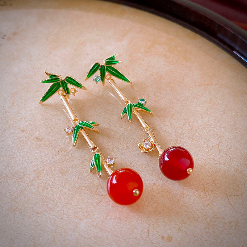 Chinese Style Flower Bamboo Tassel Fashion Trend Ear Hook Earrings