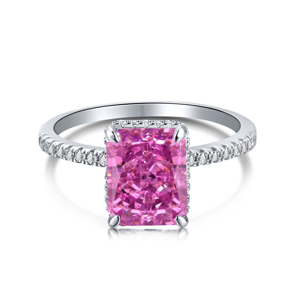 French Style Super Flash Square Diamond Ice Rings