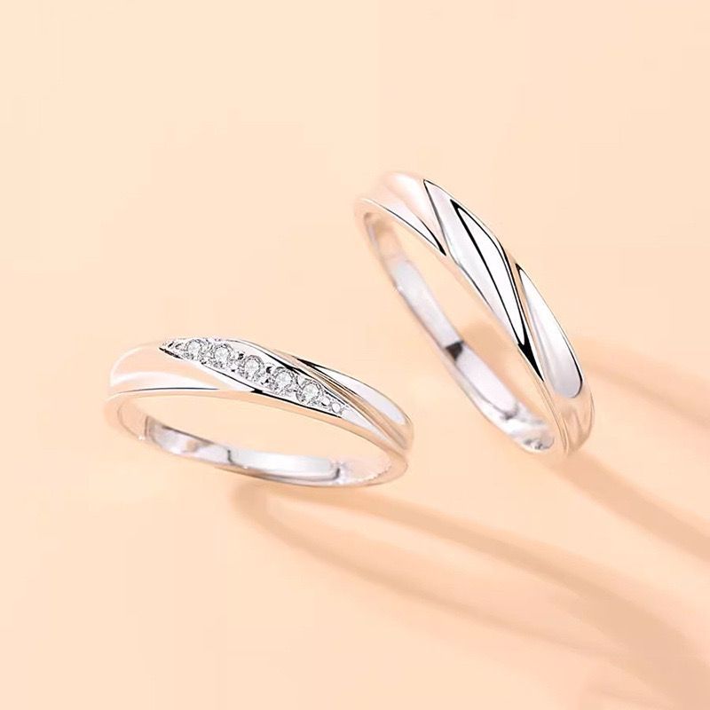 Women's & Men's Sier Mobius Strip Couple One Pair Trendy Valentine's Rings