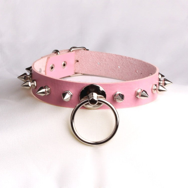 Personalized Spike Rivet O-shaped Leather Nightclub Collar
