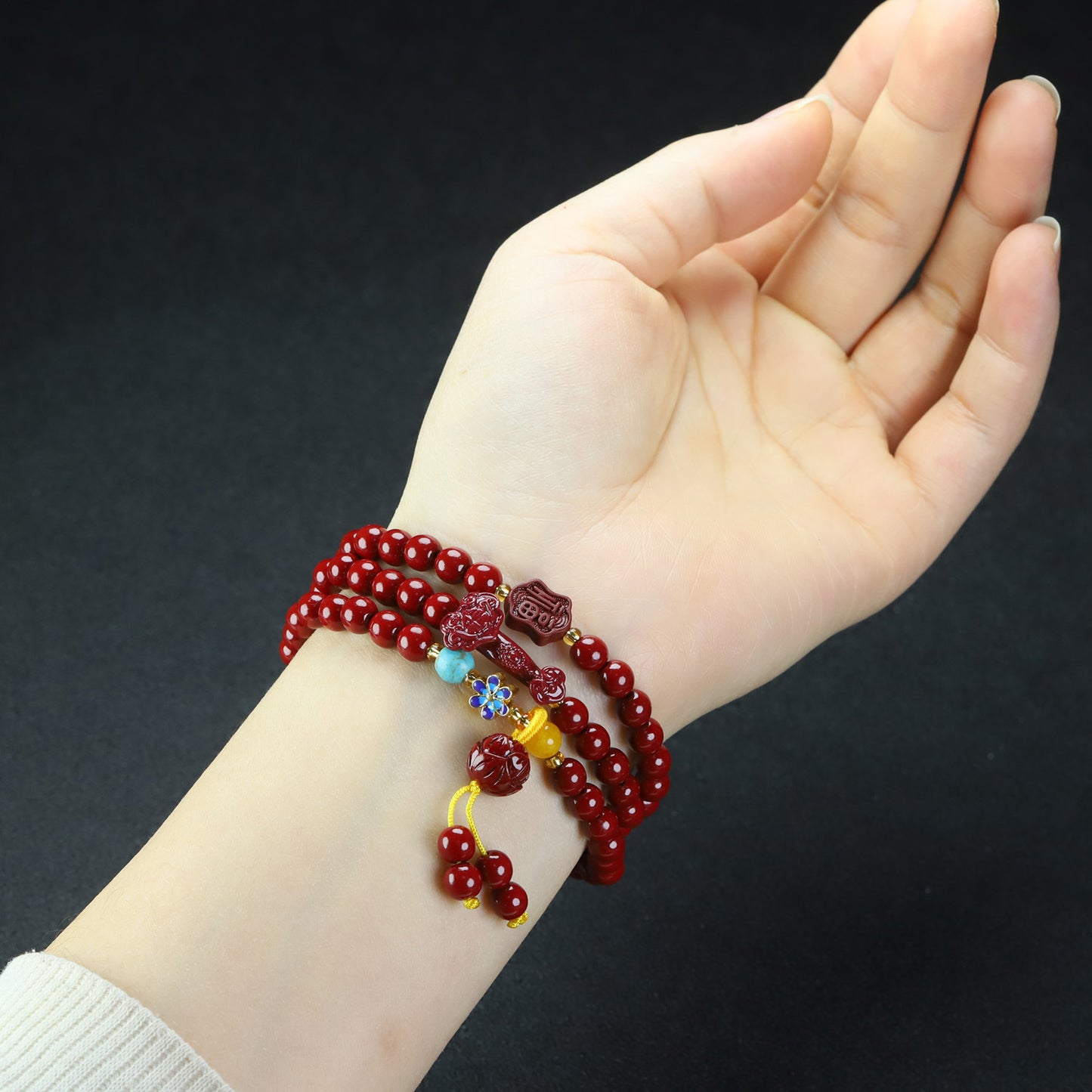 Three-ring Female Niche Exquisite Light Luxury Lucky Bag Beaded National Pendants